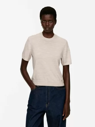 Stickad T-shirt i merinoull Stickad T-shirt i merinoull