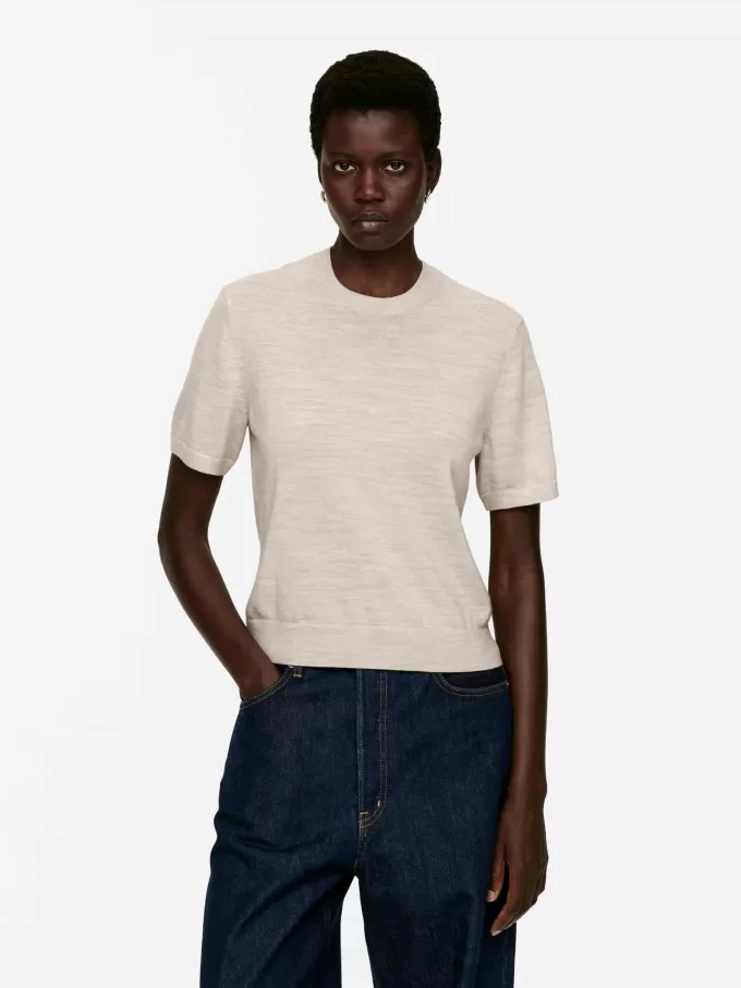 Stickad T-shirt i merinoull Stickad T-shirt i merinoull