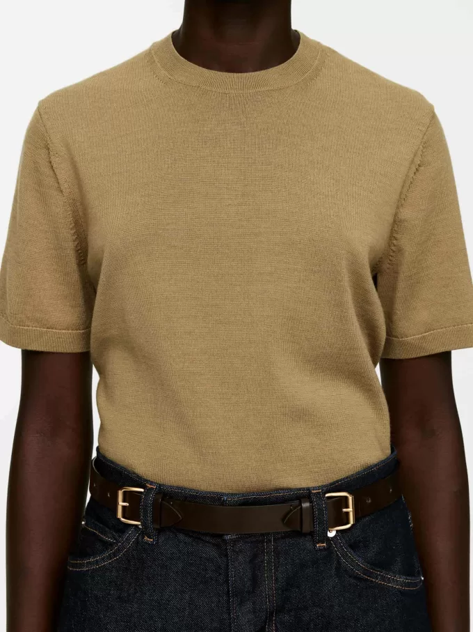 Stickad T-shirt i merinoull Stickad T-shirt i merinoull