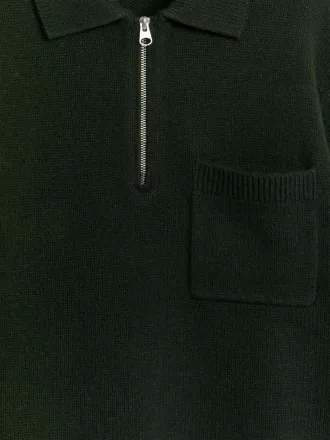 Stickad pikétröja i ull med dragkedja