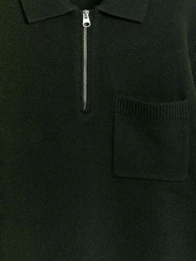 Stickad pikétröja i ull med dragkedja Stickad pikétröja i ull med dragkedja