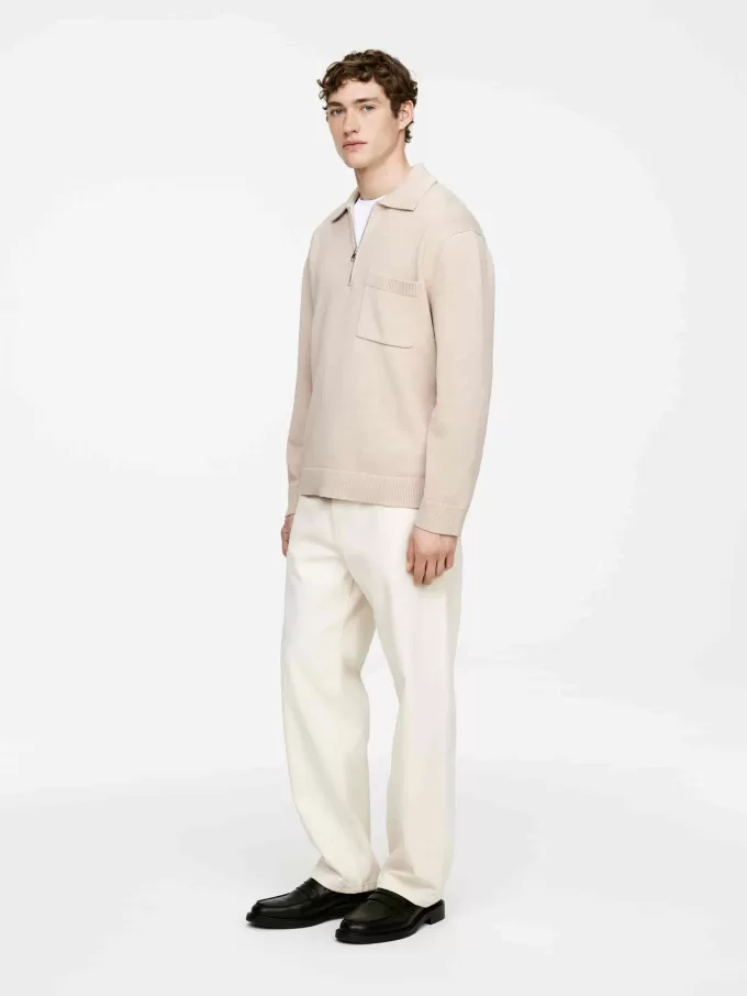 Tröja i bomull med halv blixtlås Tröja i bomull med halv blixtlås