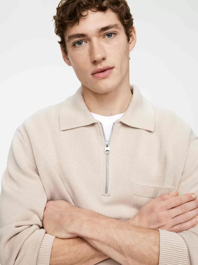 Tröja i bomull med halv blixtlås Tröja i bomull med halv blixtlås