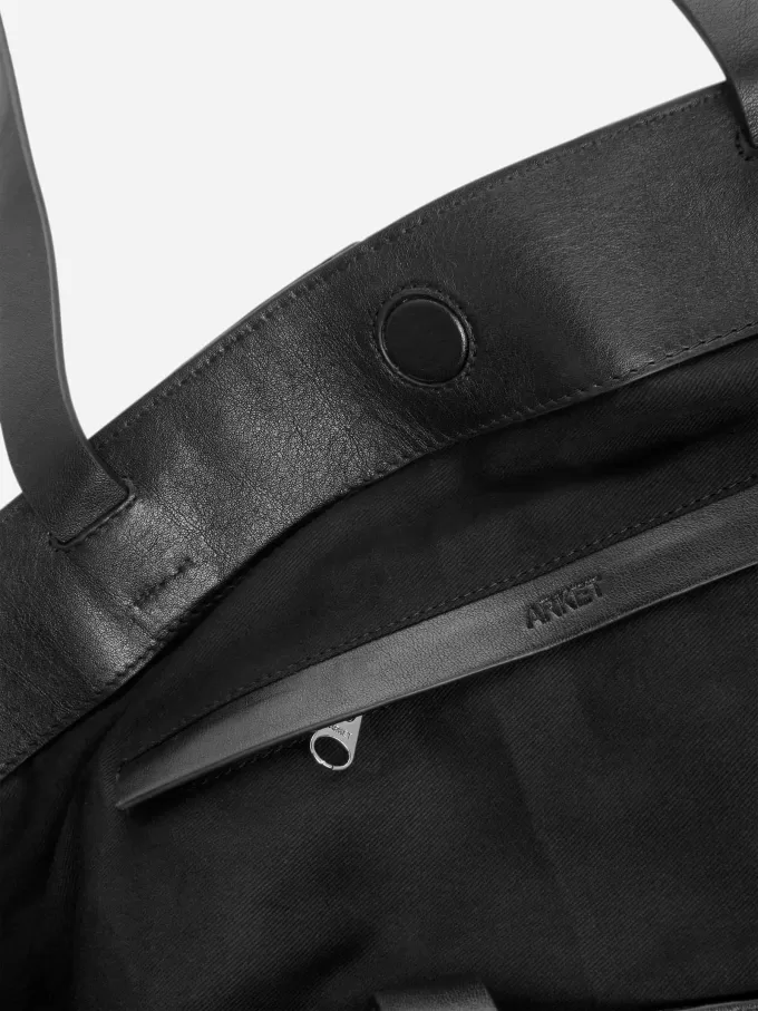 Tygväska i läder Tygväska i läder