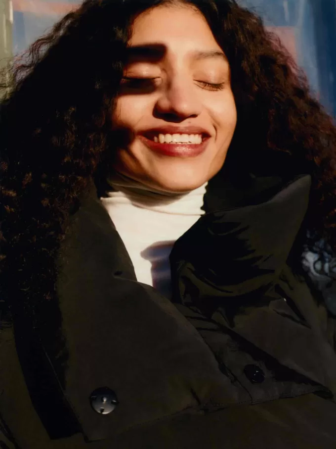 Upcycled dunjacka med hög krage Upcycled dunjacka med hög krage